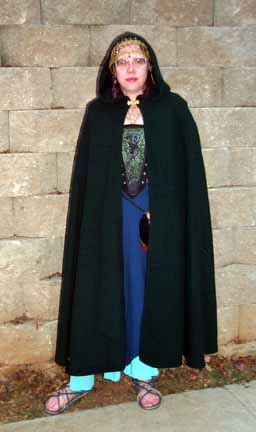 Ida in her new Dark Green Wool Cloak - very inexpensive at $60.00
