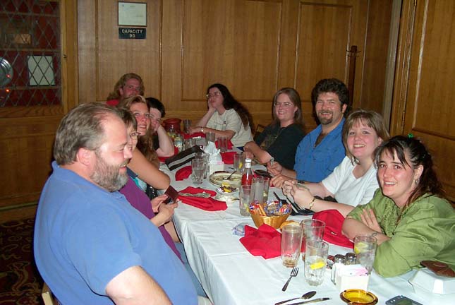 The AFR Dinner Crew  - Clockwise from Left Front:  Griff, Griff's Wife, Cindi, Lori, Cindi's Brother, Ida (the sleepy), [Phil - taking pictures], Anne, James, Shelly, Mandalyn (aka Squeak)