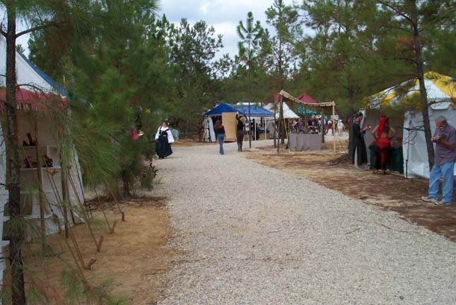 The path is paved with pea-gravel and the soil is sand - if it rains you'll realize that quite a bit of thought went into construction of the paths!  The path is lined with vendor's tents but eventually you will come to the more permanent structures toward the back of the grounds.