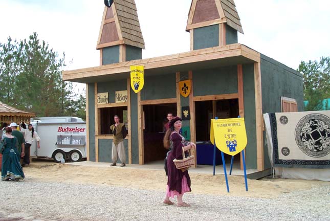 Ida in front of Somewhere In Tyme's new structure