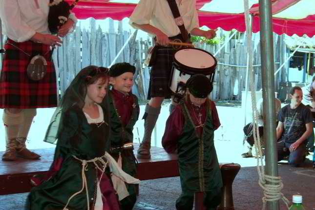 ... the kids come down for a bit of dance